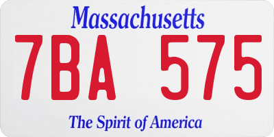 MA license plate 7BA575