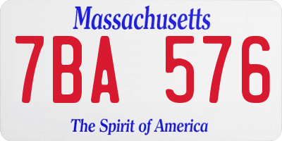 MA license plate 7BA576