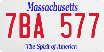 MA license plate 7BA577
