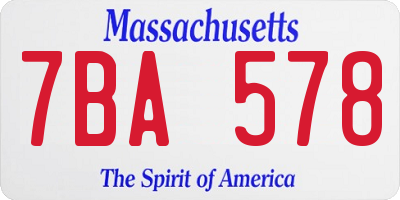 MA license plate 7BA578
