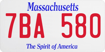 MA license plate 7BA580