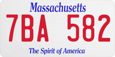 MA license plate 7BA582