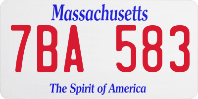 MA license plate 7BA583