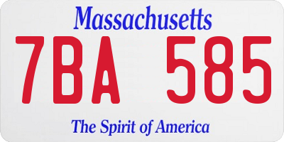 MA license plate 7BA585