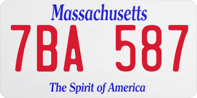 MA license plate 7BA587