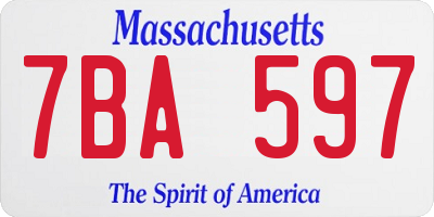 MA license plate 7BA597