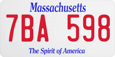 MA license plate 7BA598