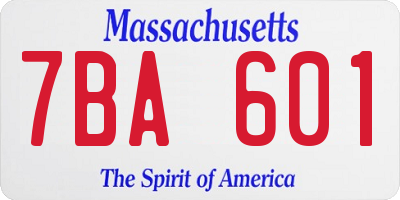 MA license plate 7BA601