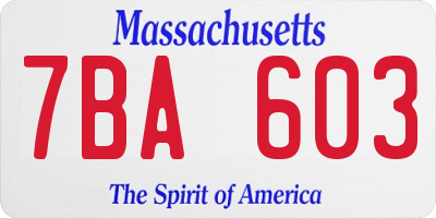 MA license plate 7BA603