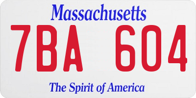 MA license plate 7BA604