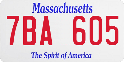 MA license plate 7BA605