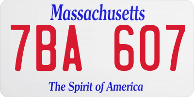 MA license plate 7BA607