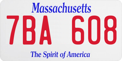 MA license plate 7BA608