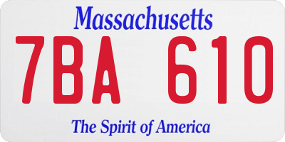 MA license plate 7BA610