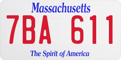 MA license plate 7BA611