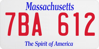 MA license plate 7BA612