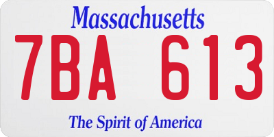 MA license plate 7BA613