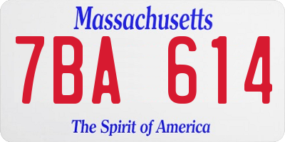 MA license plate 7BA614