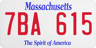 MA license plate 7BA615