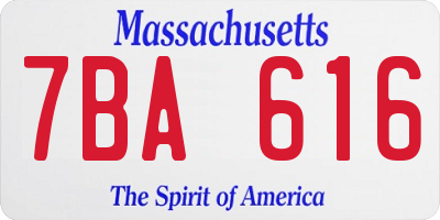 MA license plate 7BA616
