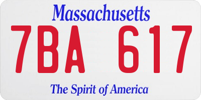 MA license plate 7BA617