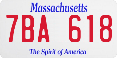 MA license plate 7BA618