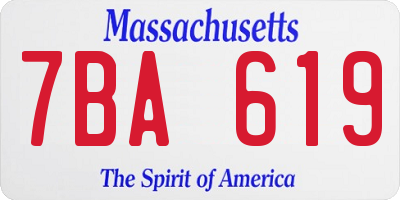 MA license plate 7BA619