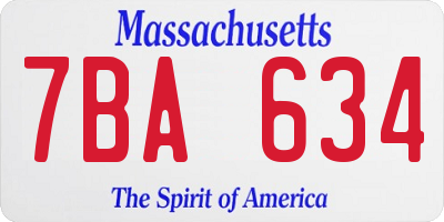 MA license plate 7BA634