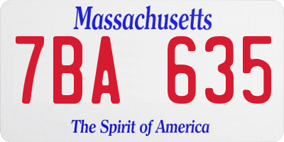 MA license plate 7BA635