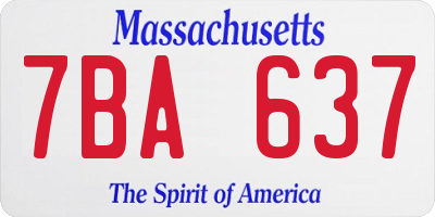 MA license plate 7BA637