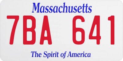 MA license plate 7BA641