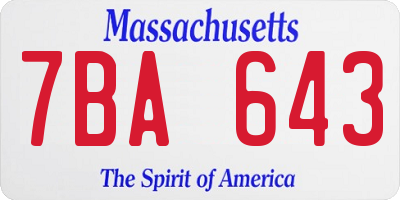 MA license plate 7BA643