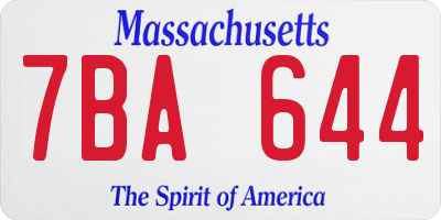 MA license plate 7BA644
