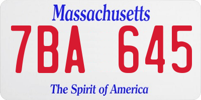 MA license plate 7BA645
