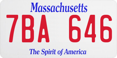MA license plate 7BA646