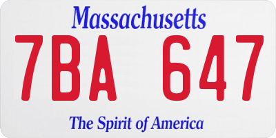 MA license plate 7BA647