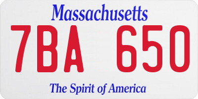 MA license plate 7BA650