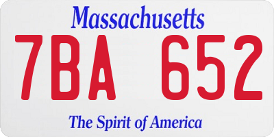 MA license plate 7BA652