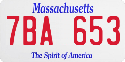MA license plate 7BA653