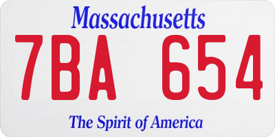 MA license plate 7BA654