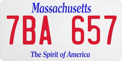 MA license plate 7BA657