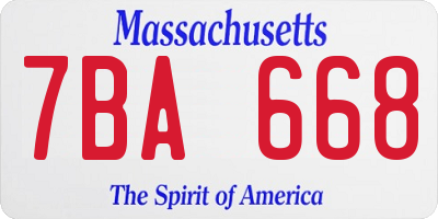 MA license plate 7BA668