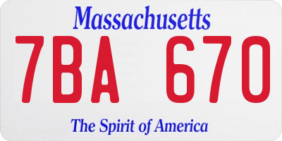 MA license plate 7BA670