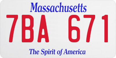 MA license plate 7BA671