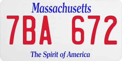 MA license plate 7BA672
