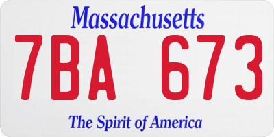 MA license plate 7BA673