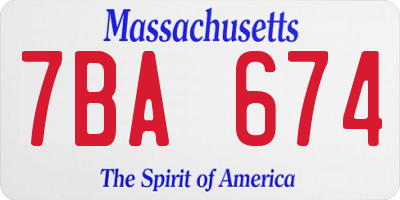 MA license plate 7BA674
