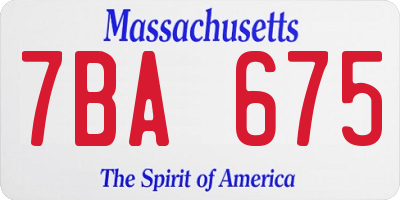 MA license plate 7BA675