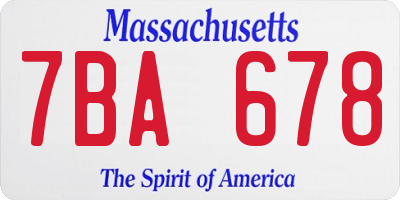 MA license plate 7BA678