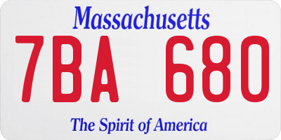 MA license plate 7BA680
